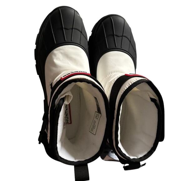 Hunter Womens Boots Short Buckle Snow Buckle Ankle Synthetic Black White Sz 8 - Picture 6 of 11